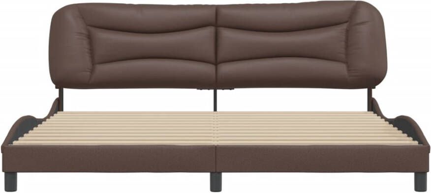 VidaXL -Bedframe-met-hoofdbord-kunstleer-bruin-200x200-cm - Foto 2