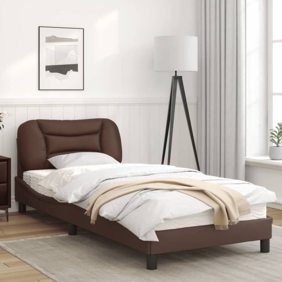 VidaXL Bedframe zonder matras Hvar kunstleer bruin 90x190 cm - Foto 5