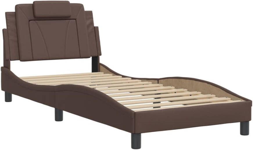 VidaXL Bedframe Viana zonder matras kunstleer bruin 90x190 cm - Foto 7
