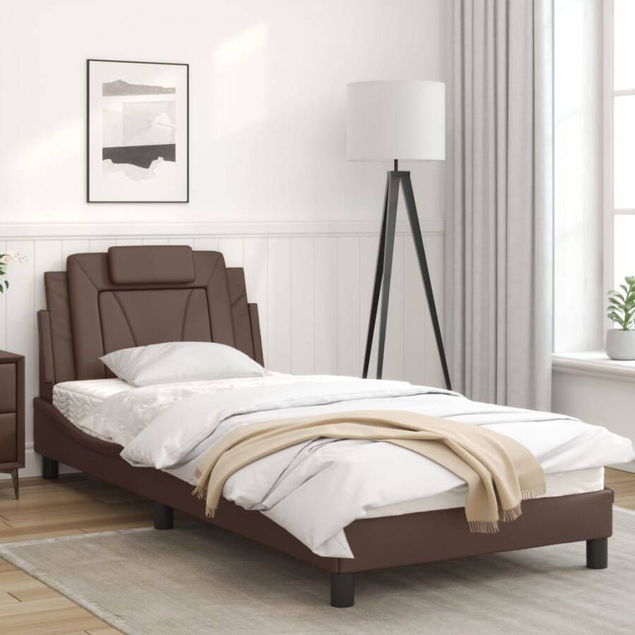 VidaXL Bedframe Viana zonder matras kunstleer bruin 90x190 cm
