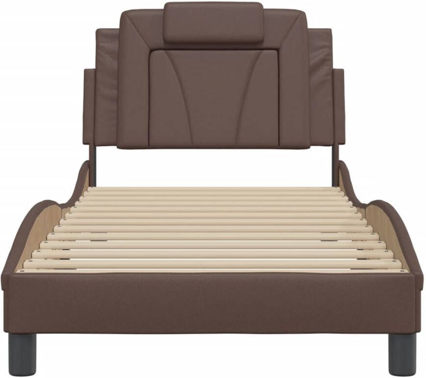 VidaXL Bedframe Viana zonder matras kunstleer bruin 90x190 cm - Foto 3