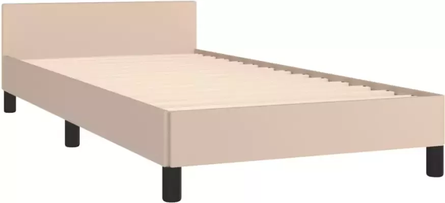 VidaXL -Bedframe-met-hoofdbord-kunstleer-cappuccinokleurig-100x200-cm - Foto 5