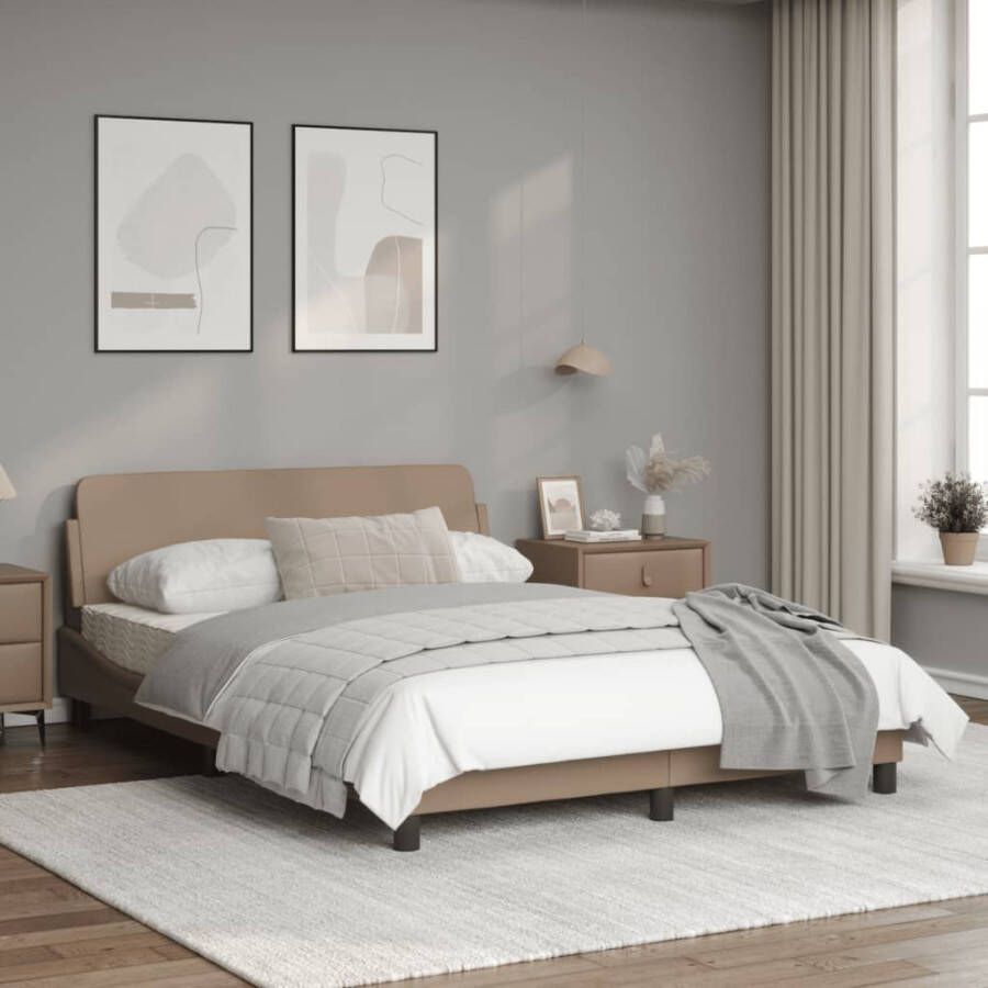 VidaXL -Bedframe-met-hoofdbord-kunstleer-cappuccinokleurig-120x200-cm