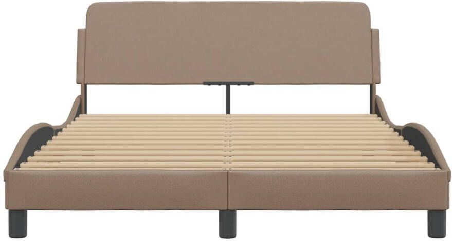 VidaXL -Bedframe-met-hoofdbord-kunstleer-cappuccinokleurig-120x200-cm - Foto 2