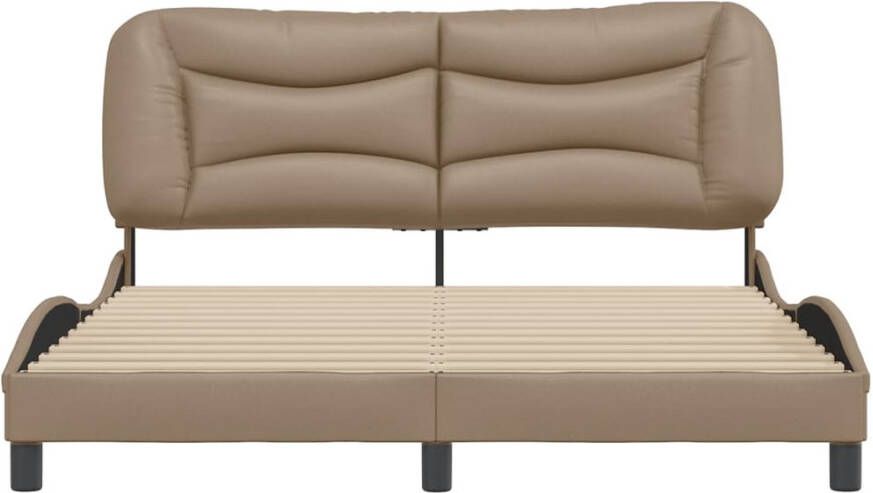 VidaXL -Bedframe-met-hoofdbord-kunstleer-cappuccinokleurig-160x200-cm - Foto 2