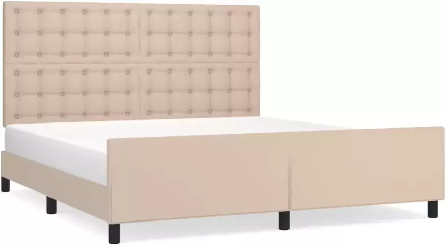 VidaXL -Bedframe-met-hoofdbord-kunstleer-cappuccinokleurig-160x200-cm - Foto 3