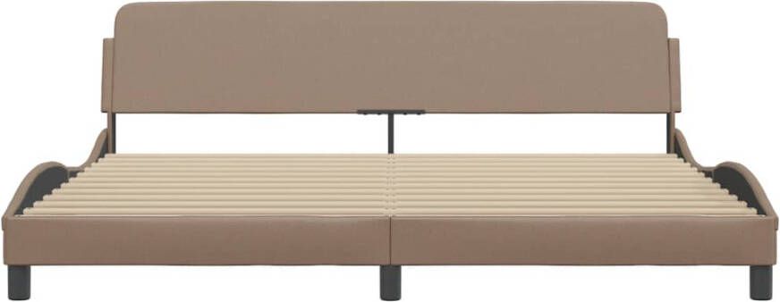VidaXL -Bedframe-met-hoofdbord-kunstleer-cappuccinokleurig-200x200-cm - Foto 2