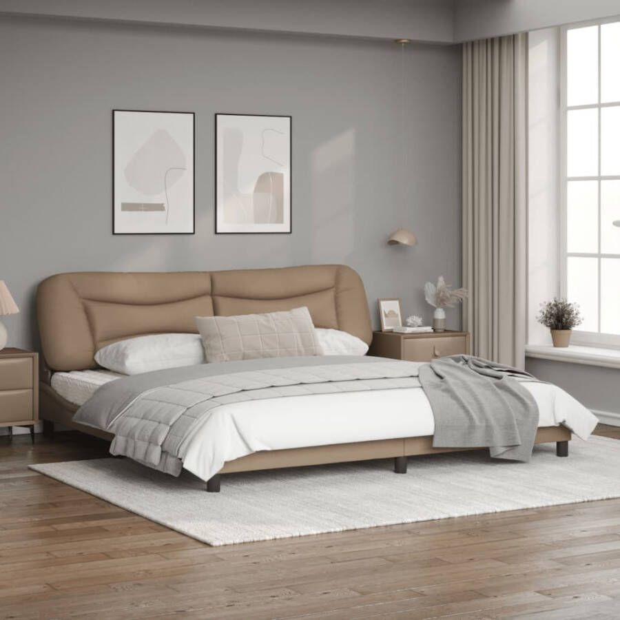 VidaXL Bedframe zonder matras Hvar kunstleer cappuccinokleurig 200x200 cm