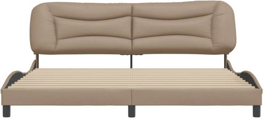 VidaXL Bedframe zonder matras Hvar kunstleer cappuccinokleurig 200x200 cm - Foto 2
