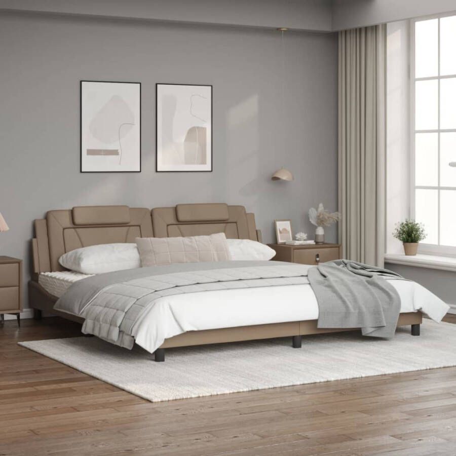 VidaXL Bedframe Viana zonder matras kunstleer cappuccinokleurig 200x200 cm