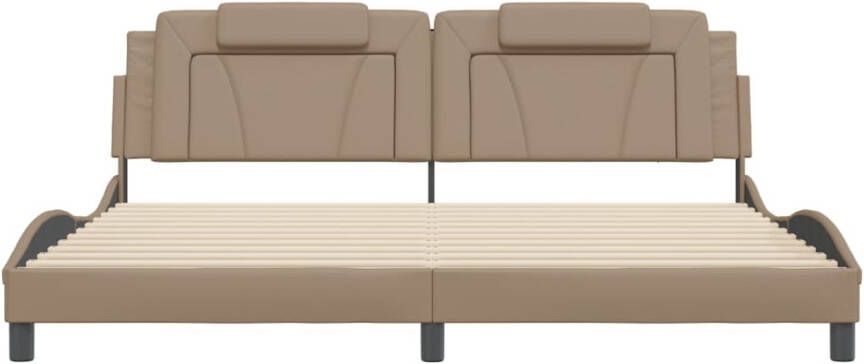 VidaXL Bedframe Viana zonder matras kunstleer cappuccinokleurig 200x200 cm - Foto 10