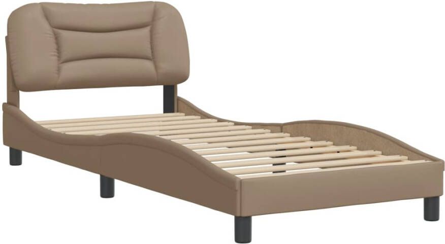 VidaXL Bedframe zonder matras Hvar kunstleer cappucinnokleurig 80x200 cm - Foto 5