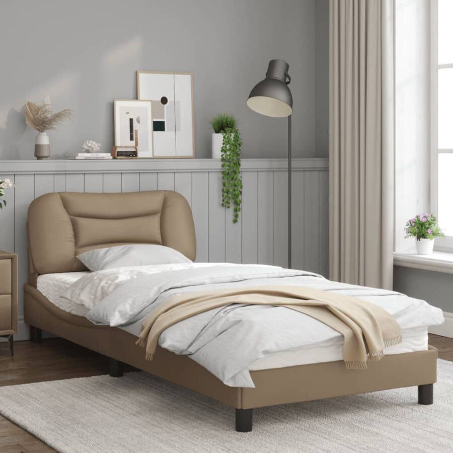 VidaXL Bedframe zonder matras Hvar kunstleer cappucinnokleurig 80x200 cm