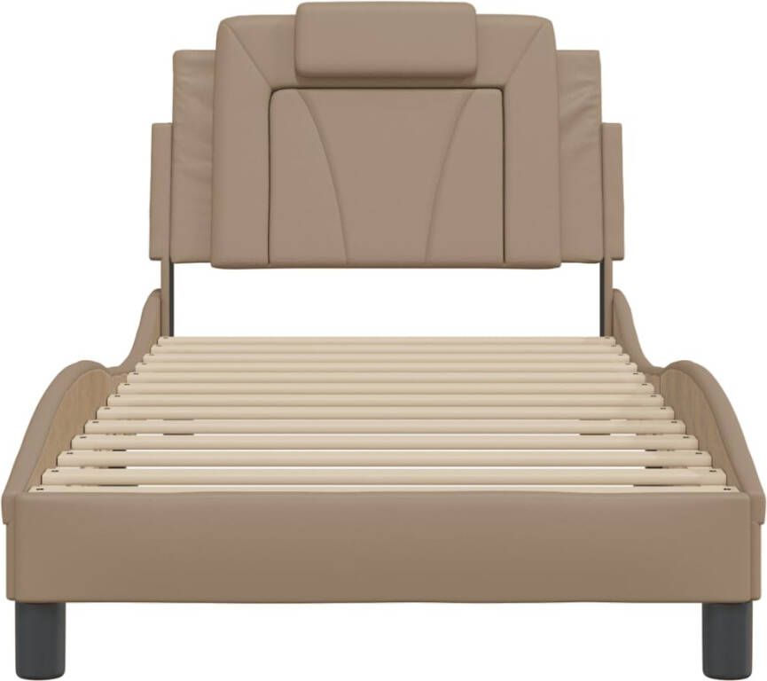 VidaXL Bedframe Viana zonder matras kunstleer cappucinnokleurig 80x200 cm - Foto 2
