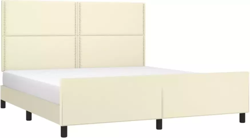 VidaXL -Bedframe-met-hoofdbord-kunstleer-crèmekleurig-160x200-cm - Foto 3