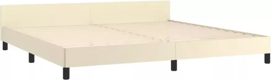 VidaXL Bedframe met hoofdeinde zonder matras 200x200 cm crÃ¨mekleurig - Foto 3