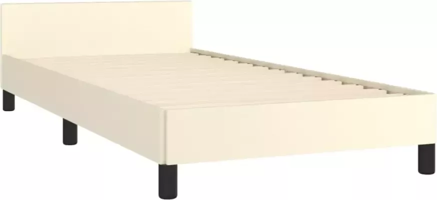 VidaXL Bedframe met hoofdeinde zonder matras 80x200 cm crÃ¨mekleurig - Foto 4