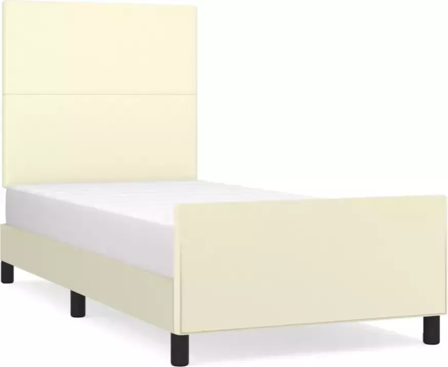 VidaXL Bedframe met hoofdbord kunstleer crÃ¨mekleurig 80x200 cm - Foto 4