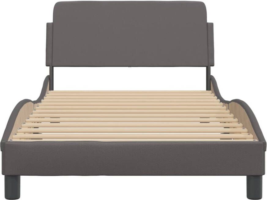 VidaXL -Bedframe-met-hoofdbord-kunstleer-grijs-100x200-cm - Foto 2