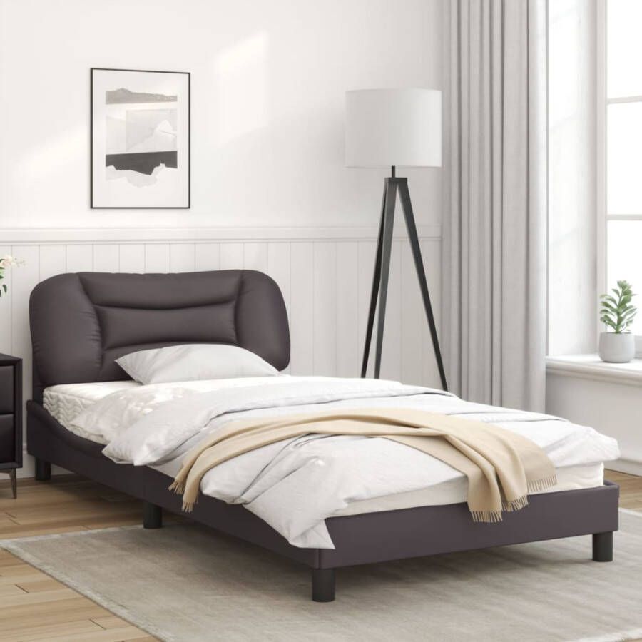 VidaXL -Bedframe-met-hoofdbord-kunstleer-grijs-100x200-cm