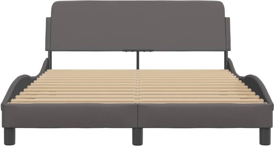 VidaXL -Bedframe-met-hoofdbord-kunstleer-grijs-120x200-cm - Foto 2