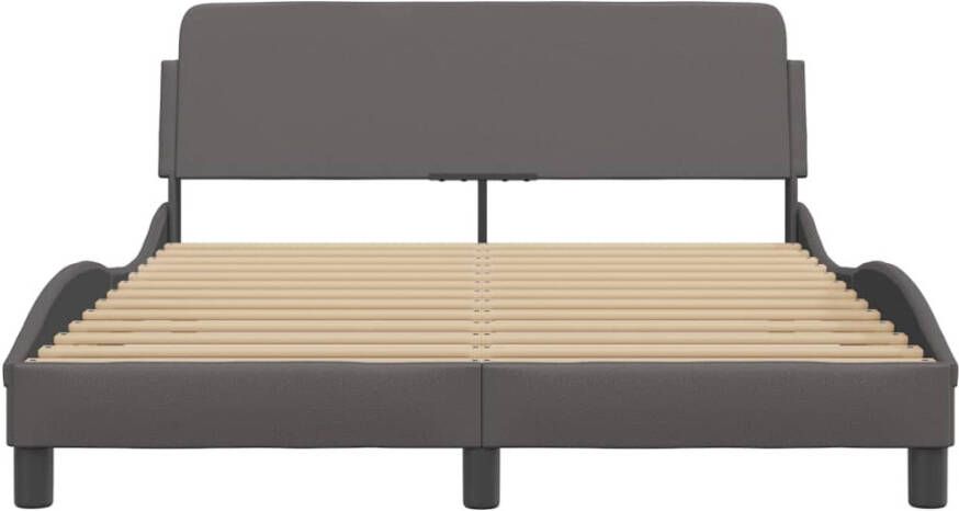 VidaXL -Bedframe-met-hoofdbord-kunstleer-grijs-140x190-cm - Foto 2