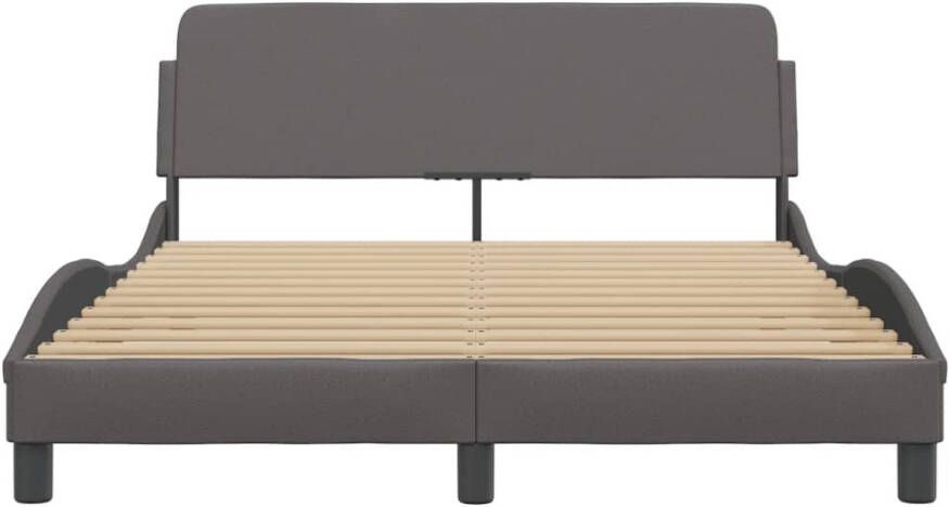 VidaXL -Bedframe-met-hoofdbord-kunstleer-grijs-140x200-cm - Foto 2