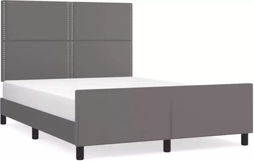 VidaXL -Bedframe-met-hoofdbord-kunstleer-grijs-140x200-cm - Foto 4