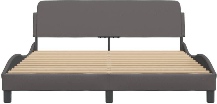 VidaXL -Bedframe-met-hoofdbord-kunstleer-grijs-160x200-cm - Foto 2
