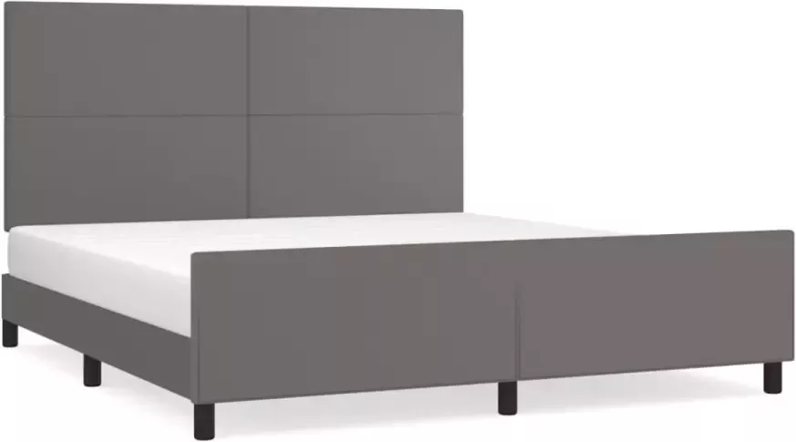 VidaXL -Bedframe-met-hoofdbord-kunstleer-grijs-160x200-cm - Foto 3