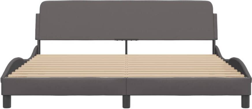 VidaXL -Bedframe-met-hoofdbord-kunstleer-grijs-180x200-cm - Foto 3