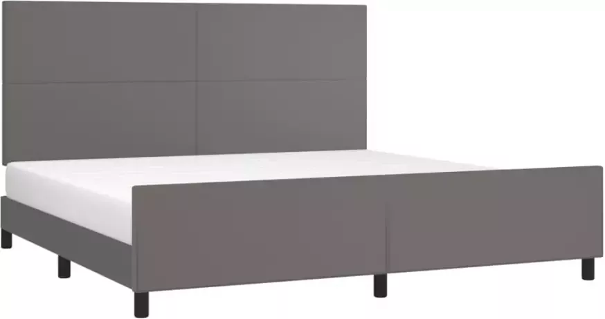 VidaXL -Bedframe-met-hoofdbord-kunstleer-grijs-200x200-cm - Foto 5