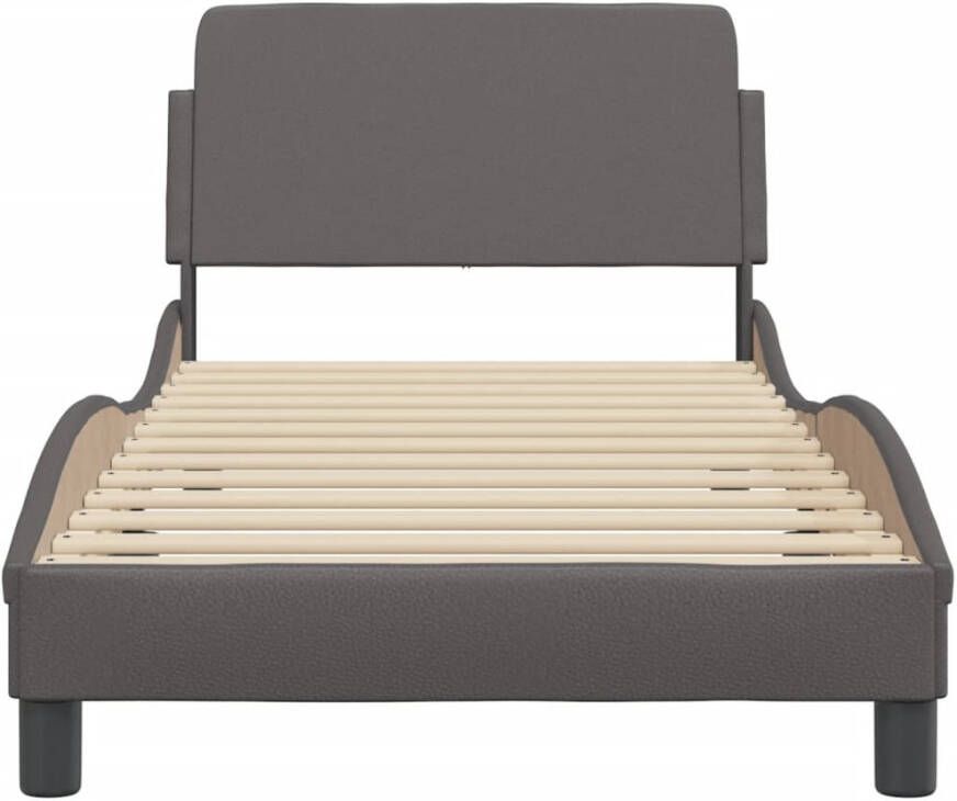 VidaXL -Bedframe-met-hoofdbord-kunstleer-grijs-80x200-cm - Foto 2