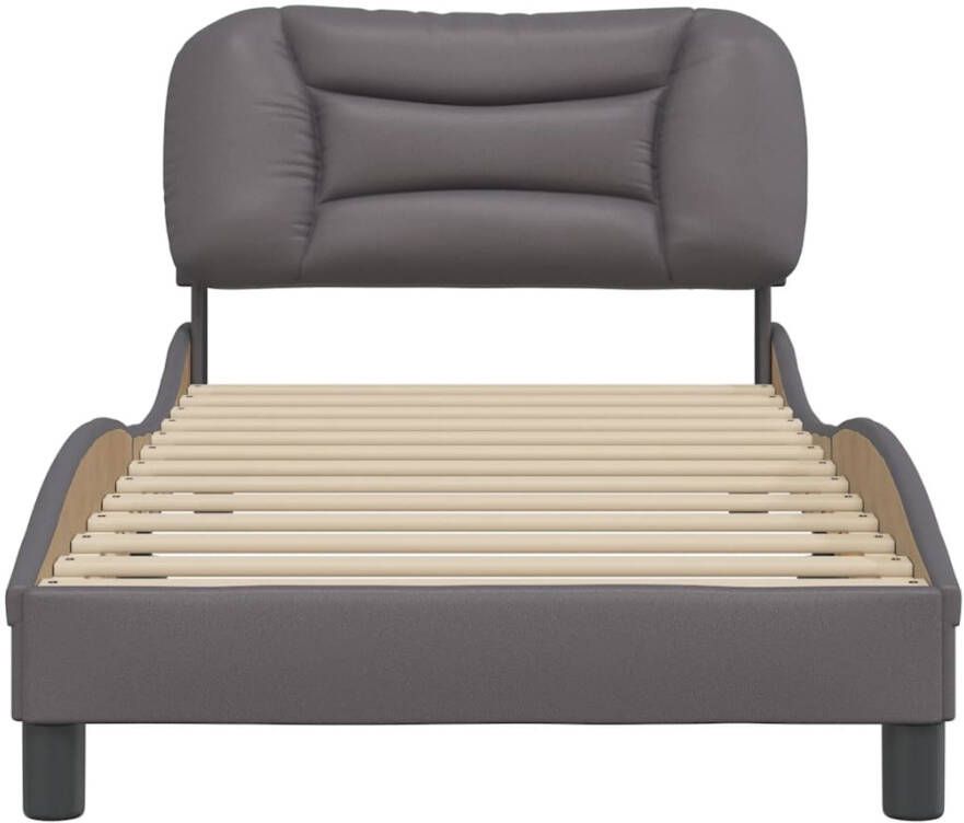 VidaXL -Bedframe-met-hoofdbord-kunstleer-grijs-80x200-cm - Foto 2