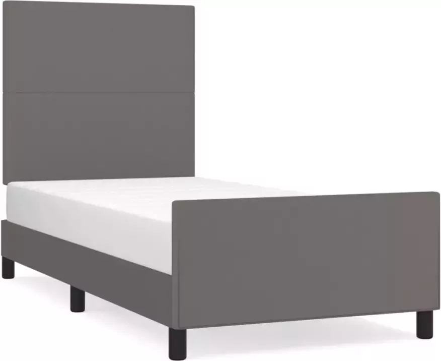 VidaXL -Bedframe-met-hoofdbord-kunstleer-grijs-80x200-cm - Foto 4