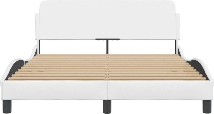 VidaXL -Bedframe-met-hoofdbord-kunstleer-wit-140x190-cm - Foto 2