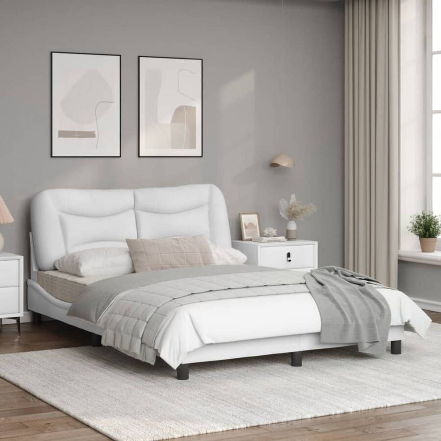 VidaXL Bedframe zonder matras Hvar kunstleer wit 140x190 cm