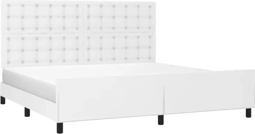 VidaXL -Bedframe-met-hoofdbord-kunstleer-wit-200x200-cm - Foto 3