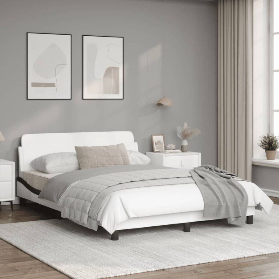 VidaXL Bedframe Viana zonder matras kunstleer wit en zwart 140x190 cm - Foto 2