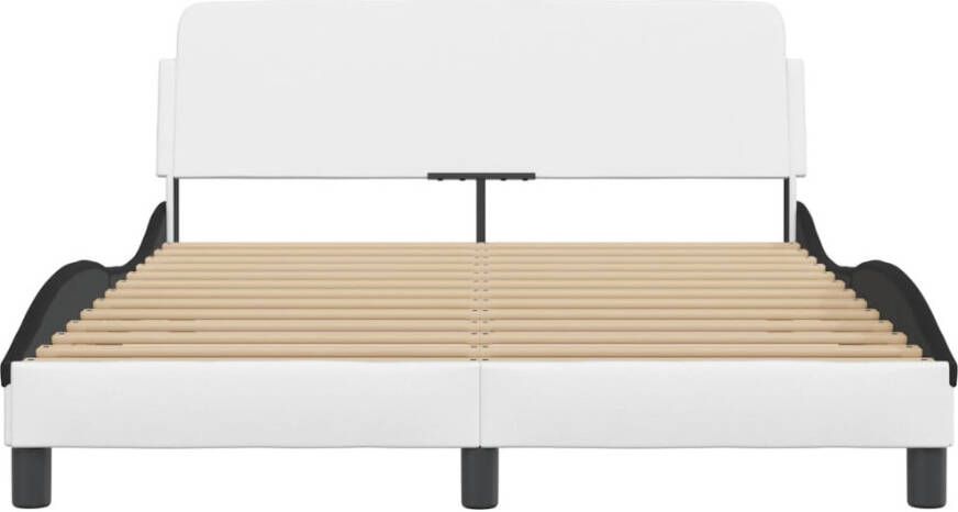 VidaXL Bedframe Viana zonder matras kunstleer wit en zwart 140x190 cm - Foto 6