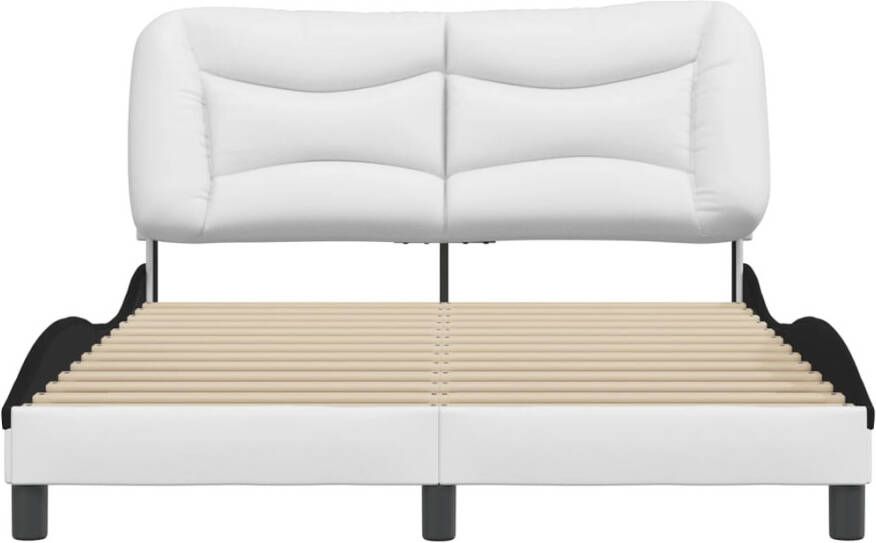 VidaXL Bedframe Viana zonder matras kunstleer wit en zwart 140x190 cm - Foto 3