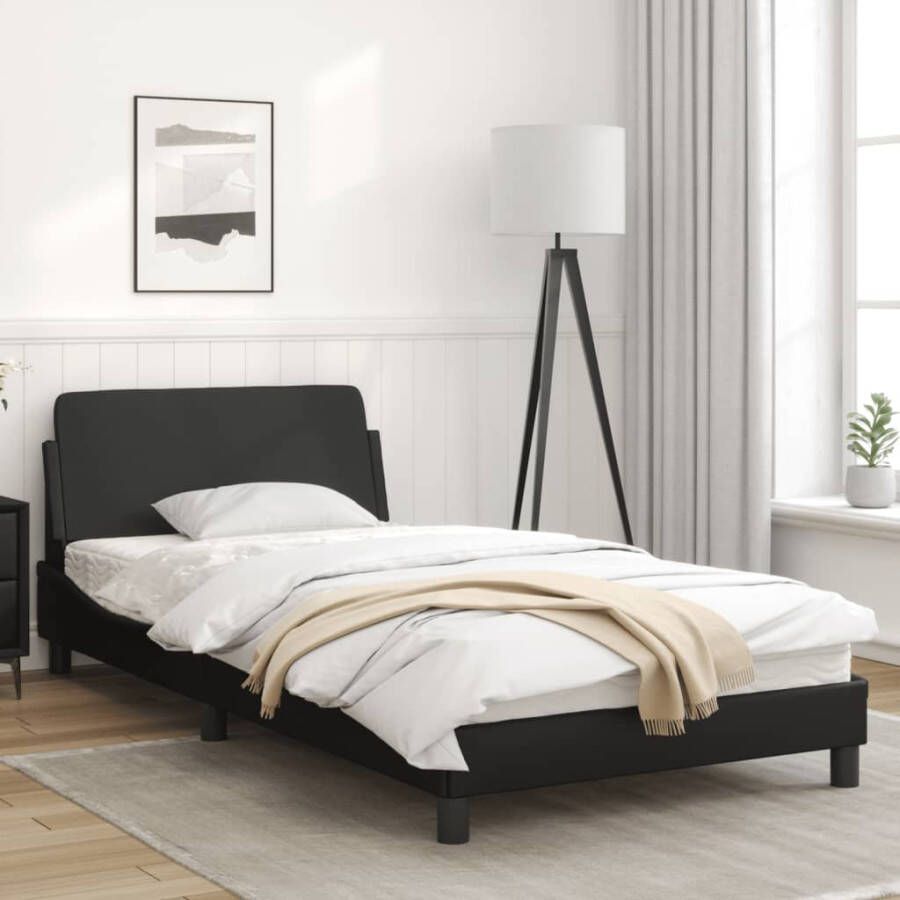 VidaXL -Bedframe-met-hoofdbord-kunstleer-zwart-100x200-cm