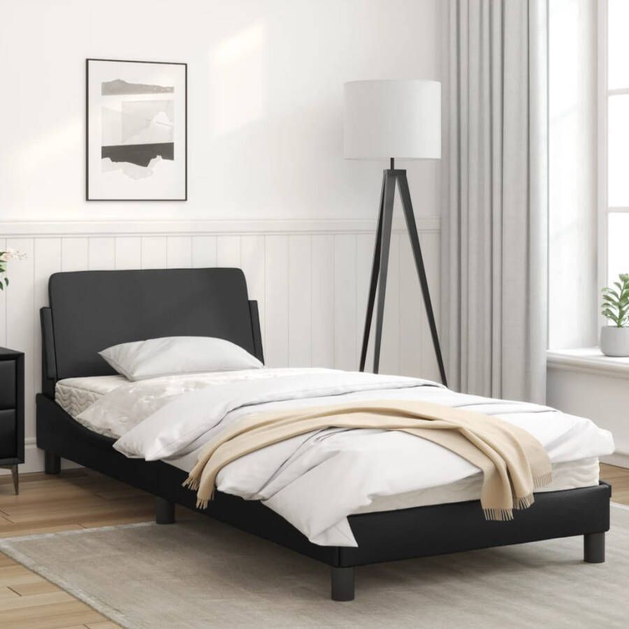 VidaXL -Bedframe-met-hoofdbord-kunstleer-zwart-90x200-cm