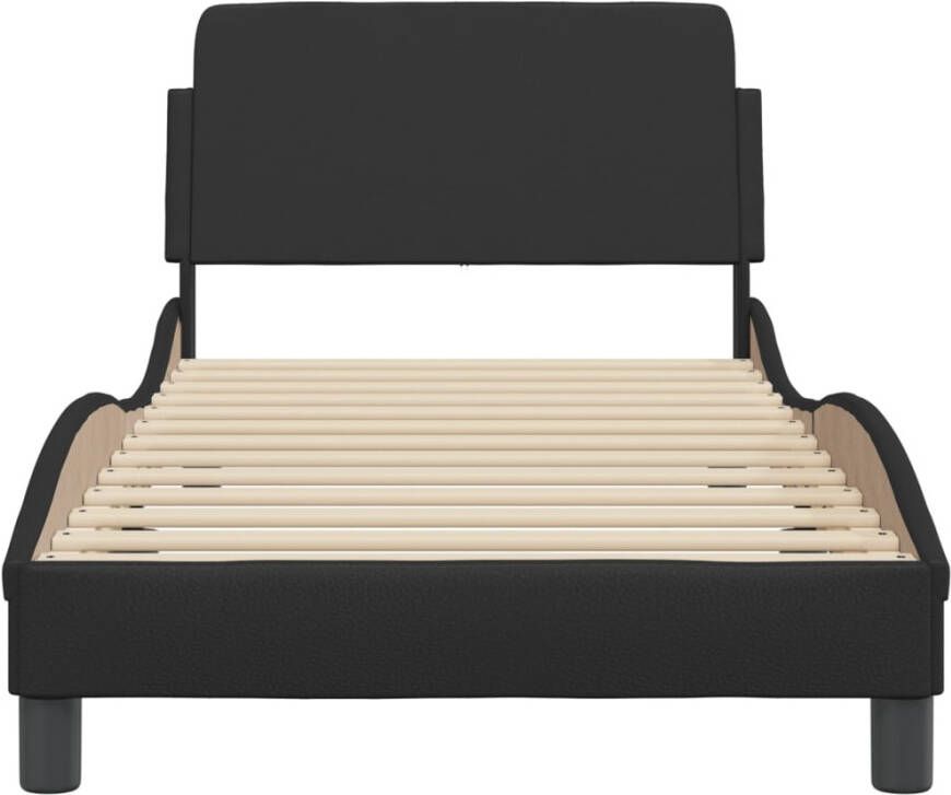 VidaXL -Bedframe-met-hoofdbord-kunstleer-zwart-90x200-cm - Foto 2