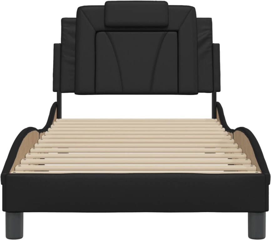 VidaXL Bedframe Viana zonder matras kunstleer zwart 90x200 cm - Foto 2