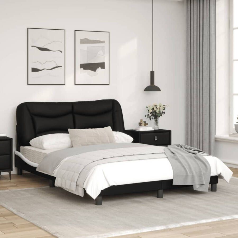 VidaXL Bedframe zonder matras Hvar kunstleer zwart en wit 140x190 cm