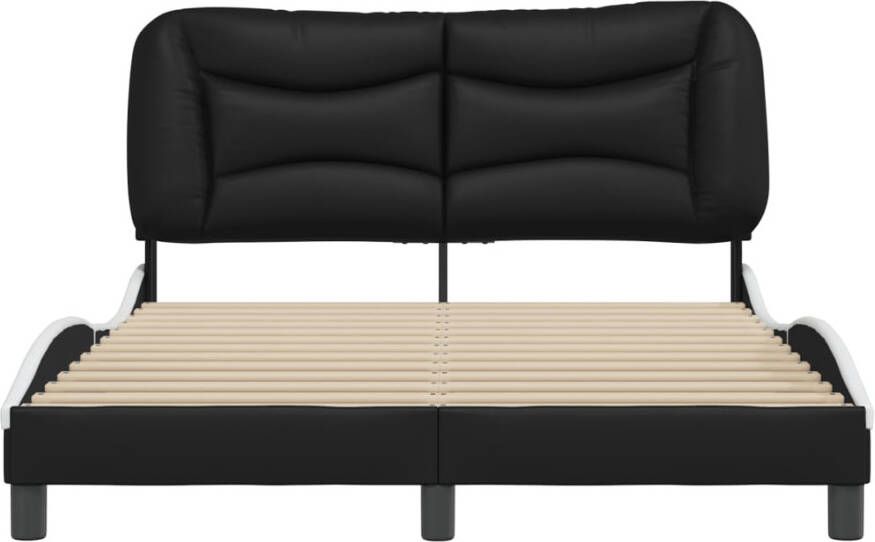 VidaXL Bedframe zonder matras Hvar kunstleer zwart en wit 140x190 cm - Foto 2