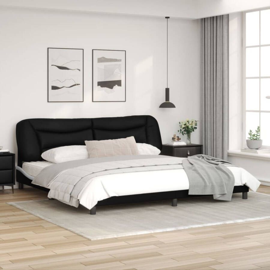VidaXL Bedframe zonder matras Hvar kunstleer zwart en wit 200x200 cm
