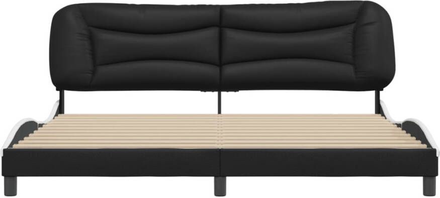 VidaXL Bedframe zonder matras Hvar kunstleer zwart en wit 200x200 cm - Foto 2