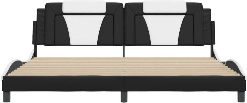 VidaXL Bedframe Viana zonder matras kunstleer zwart en wit 200x200 cm - Foto 5